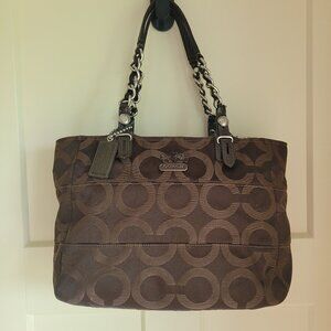 Coach Madison Womens Shoulder Bag Tote Purse CC Logo Brown